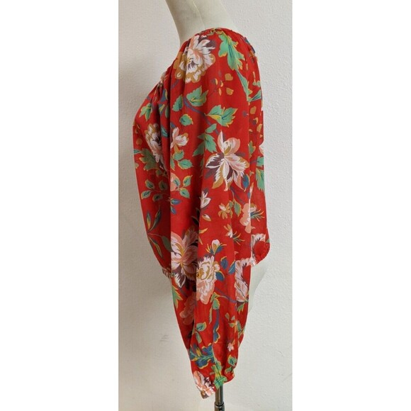 Women's Maeve Anthropologie Floral Balloon Sleeve "Lake House" Cropped Blouse SM - Picture 7 of 13